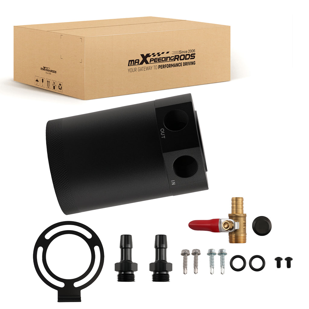 Aluminum Universal Baffled 2 Port Oil Catch Can Tank Air Oil Sepa...