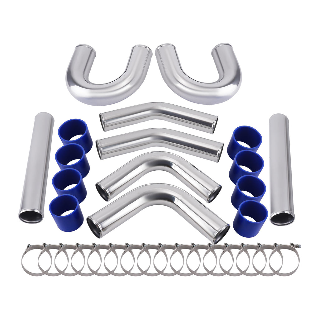 Universal 3" 76mm Intercooler Turbo Boost Piping Pipe Hose Kit Clamp Kit