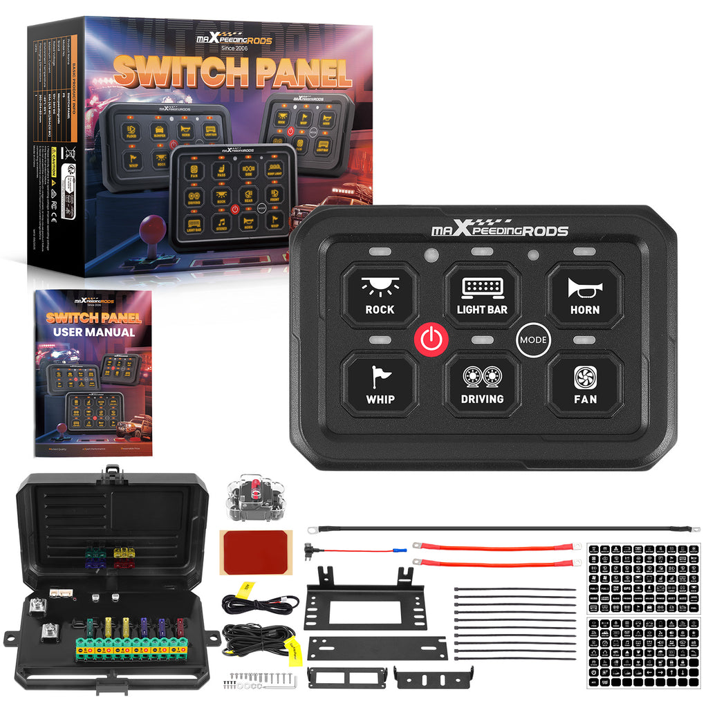 6 Gang Switch Panel Kit Automatic Dimmable Off Road LED Light Controller For ATV