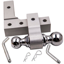 Load image into Gallery viewer, 2 inch silver aluminum double ball mount adjustable trailer towing receiver Rv 6 inch