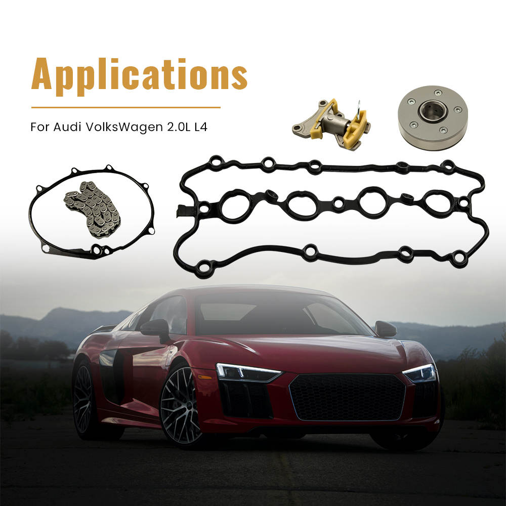 Cam Timing Adjuster Chain Tensioner Gasket Kit compatible with Audi A3 A4 2.0 TFSI FSI 16V