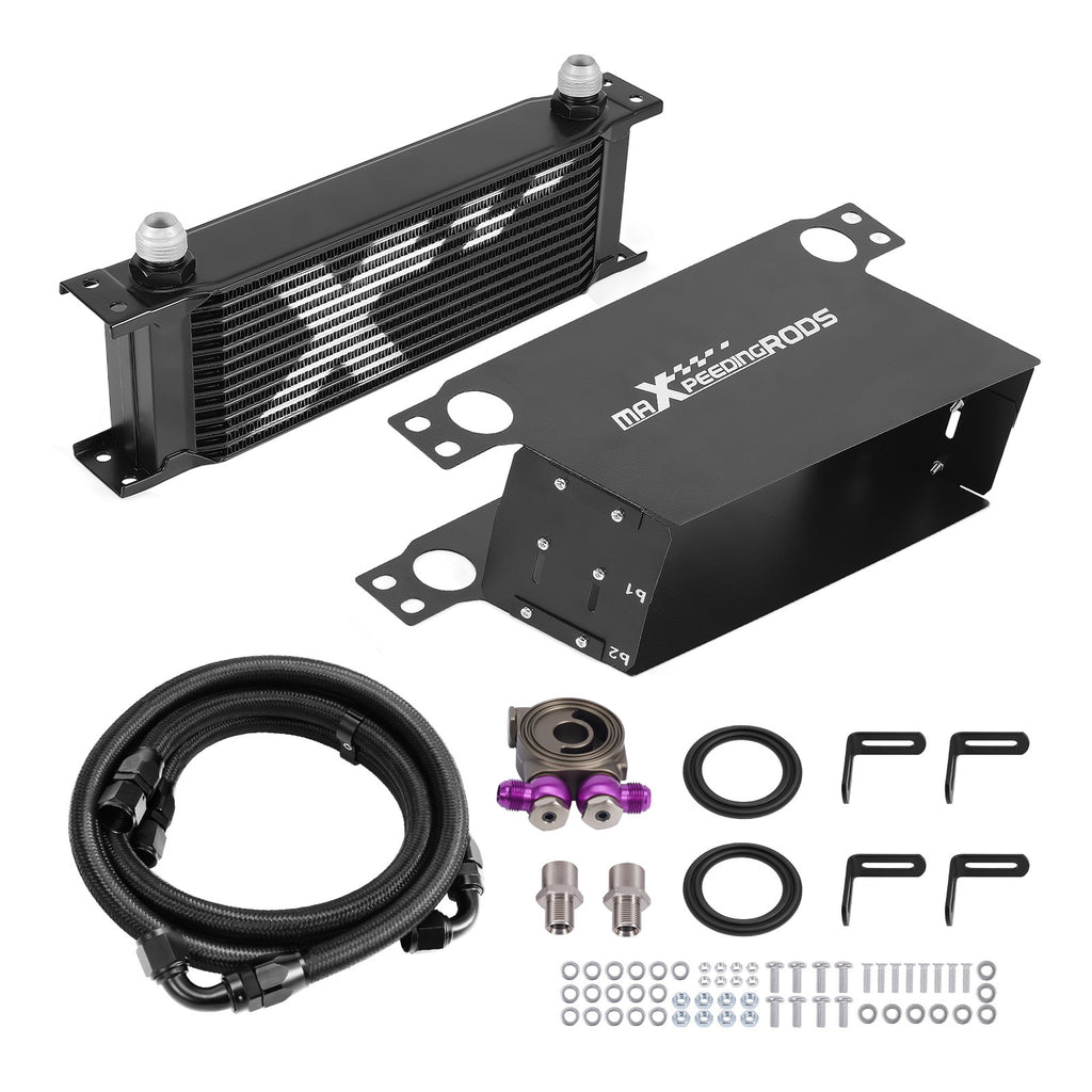 13-Row Engine Oil Cooler Kit Universal AN10 Fittings with Air Guide System