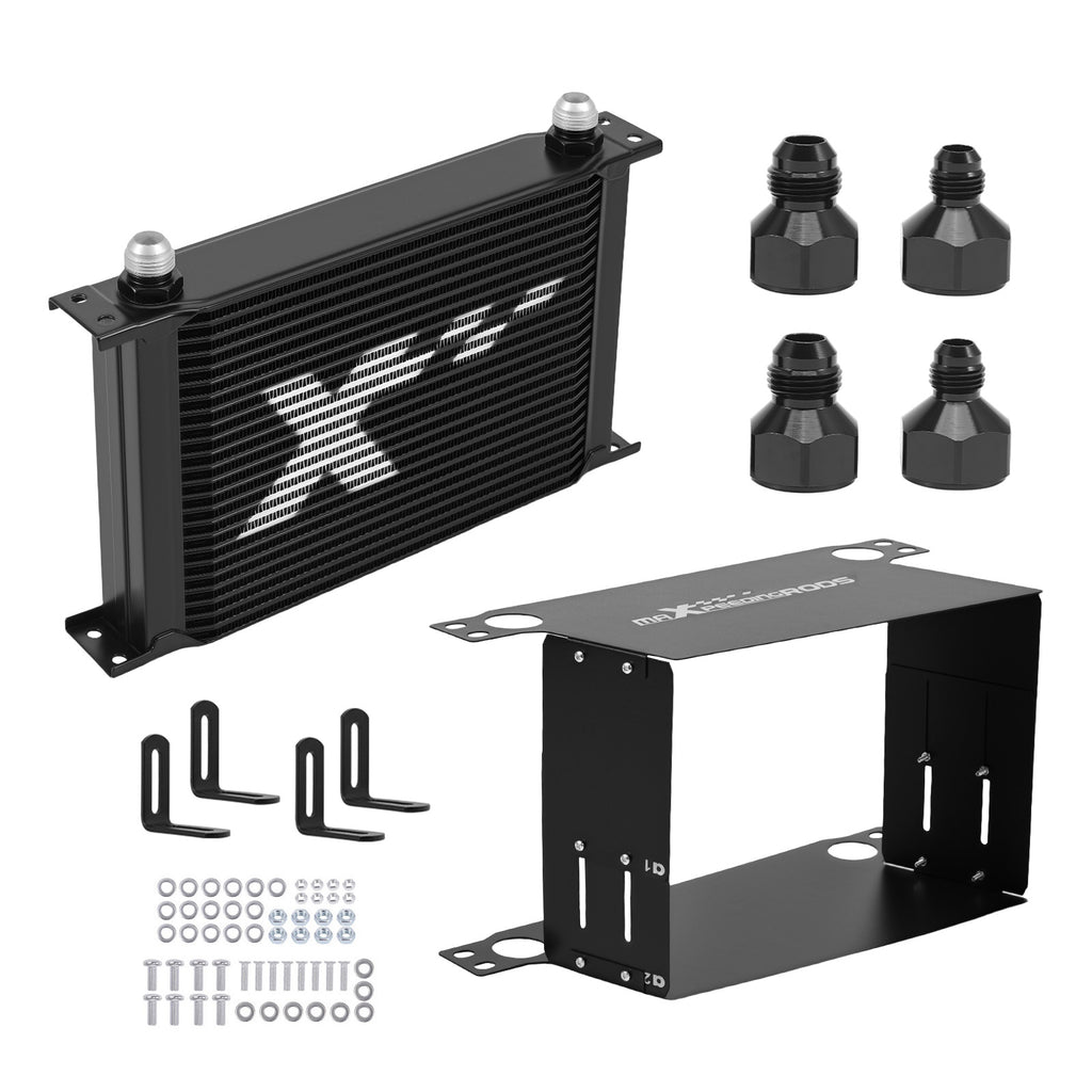 25-Row AN10 Engine Oil Cooler Universal Kit with Air Guide Install Pack
