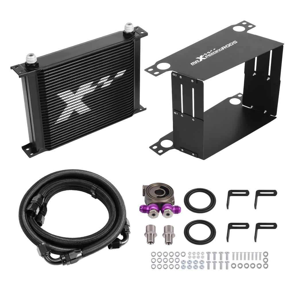 30 Row Universal Engine Oil Cooler Kit AN10 Aluminium Transmission Radiator Set