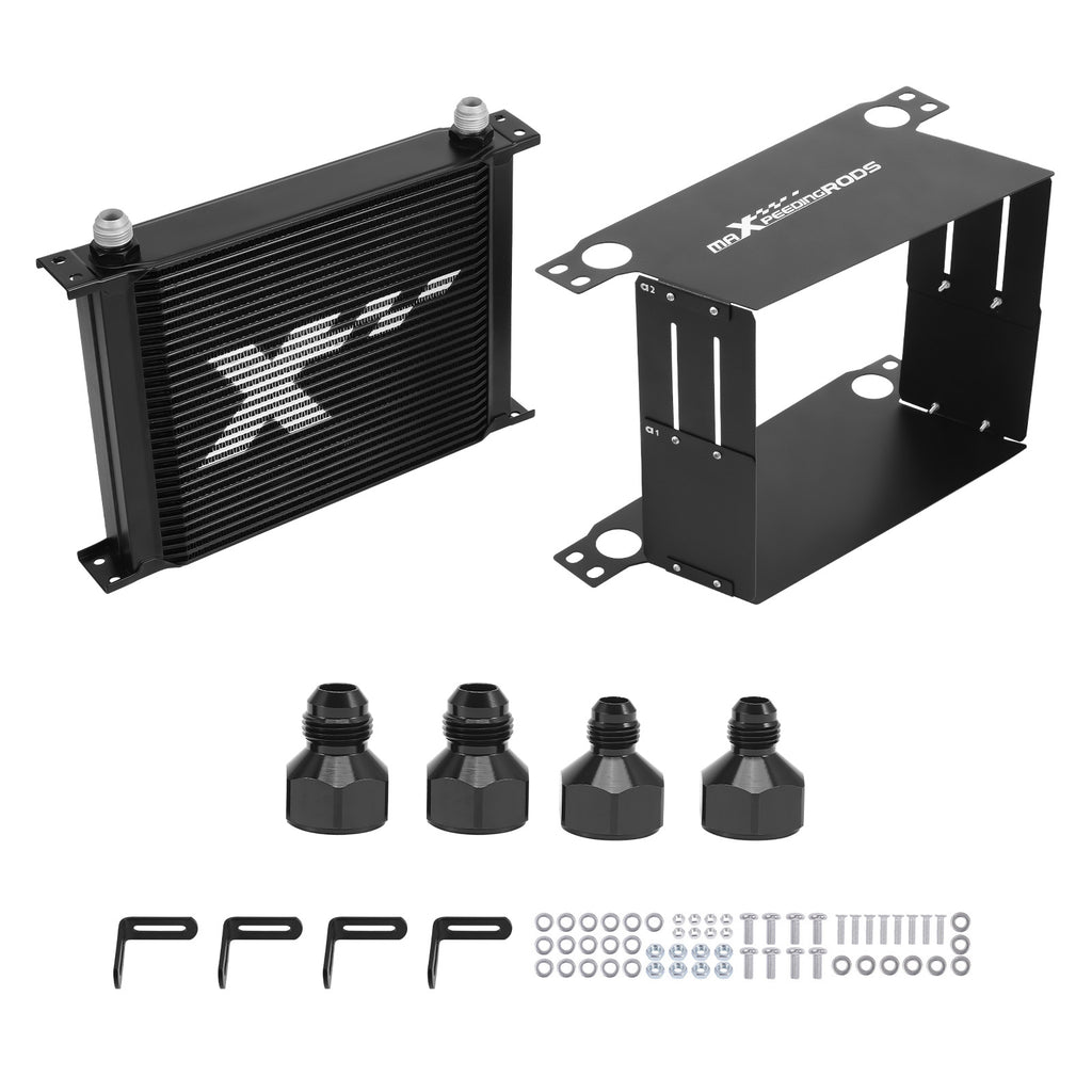 30-Row Aluminium Oil Cooler Kit Universal Fit with AN10 Ports Mounting Kit