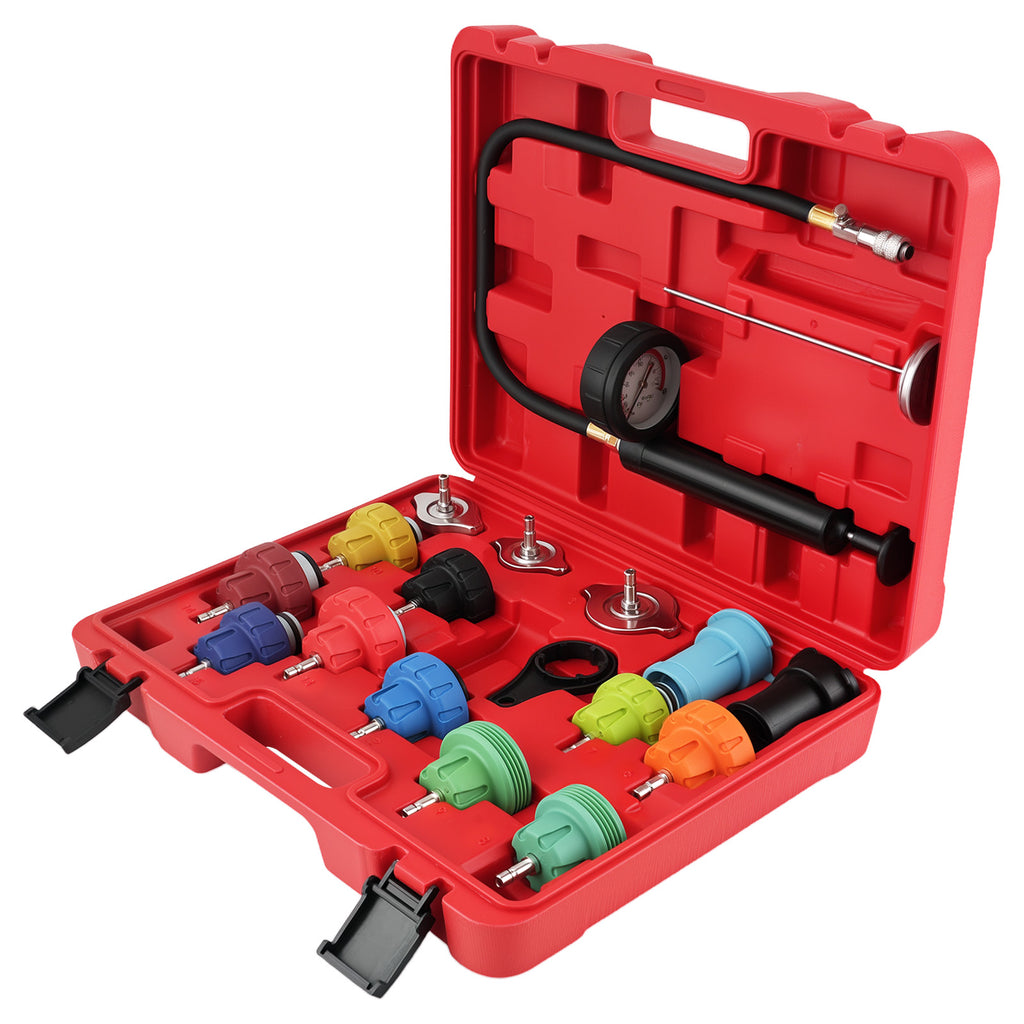 18pc Cooling System Test Radiator Pressure Tester Kit Purge Refill Vacuum Kit