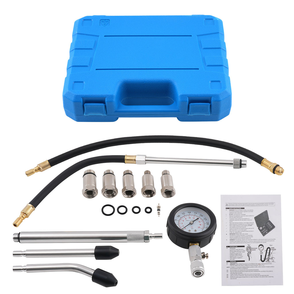 Compression Gauge Kit voor Diesel Petrol Engines 0-300 PSI 0-20 Bar Testing
