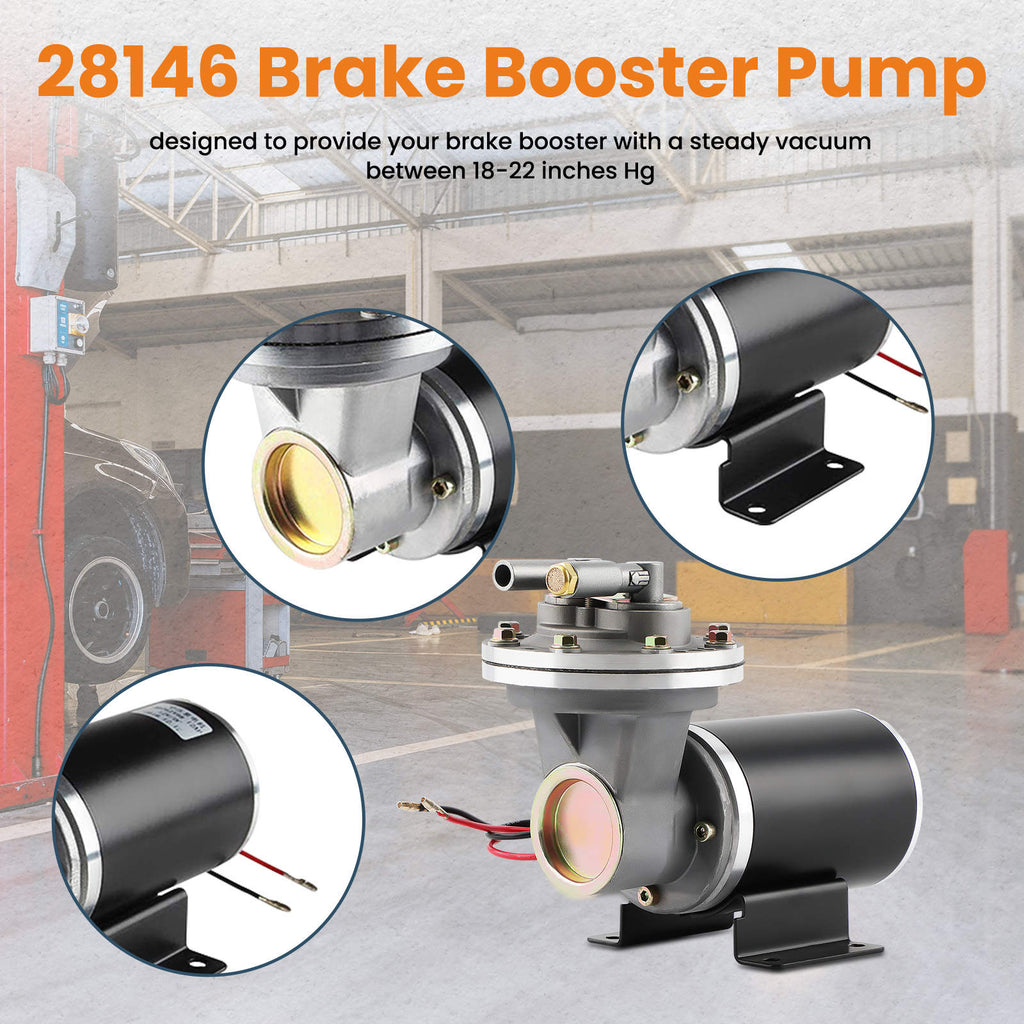 Electric Vacuum Pump Kit Mounting Hardware for Brake Booster 12 Volt 18 to 22