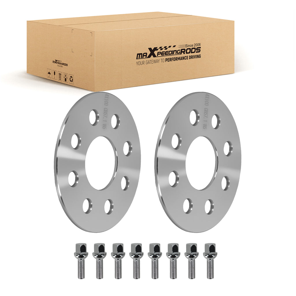 Espaciadores 5mm 4x100 compatible for Volkswagen 57.1mm CB Aluminio M12x1.5 + Pernos