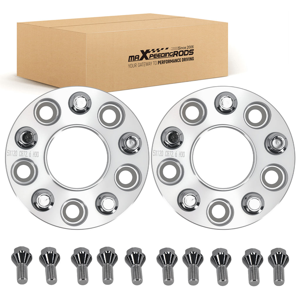 2x Elargisseurs 30mm compatible for BMW Série 1/3/5/6 5x120 M12x1.5 Aluminium 72.6mm