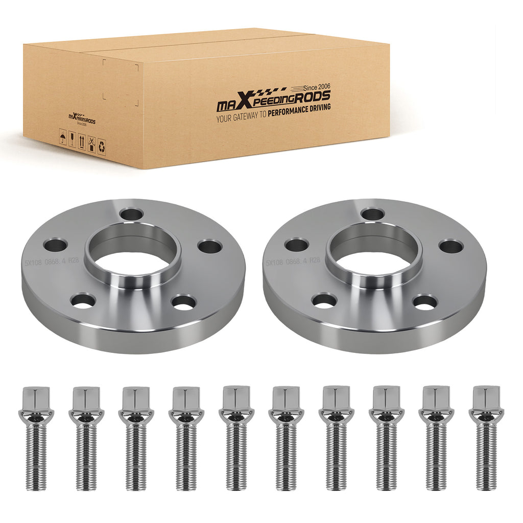2x 20mm Separadores Rueda compatible for Volvo 5x108 M14x1.5 Aleación 6061-T6 + Pernos