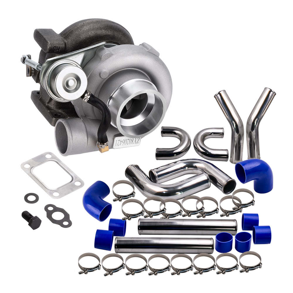 Universal T25 T28 Turbocharger and 3 inch 76mm Intercooler Piping pipe Blue hose Kits