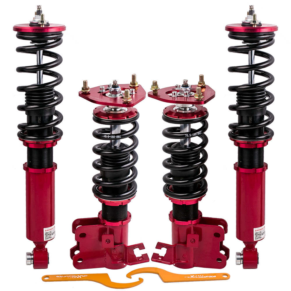 Compatible with Nissan S13 Silvia Sileighty 180/200/240SX 1989-1994 24-Way Adjustable Red High Performance Coilovers