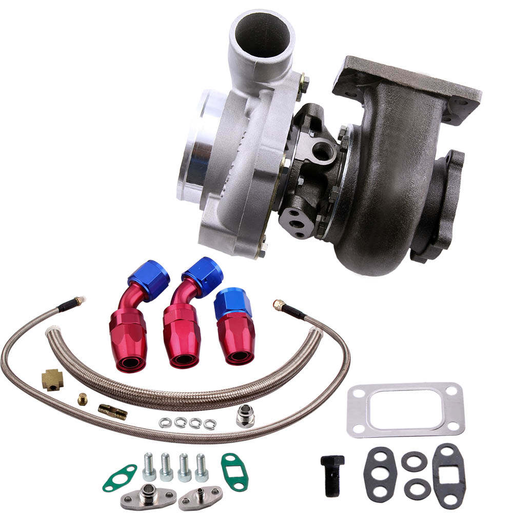 GT30 GT3037 GT3076 T3 Flange Water and Oil Turbo Turbocharger + Oil Drain Return + Oil Feed Line Kit