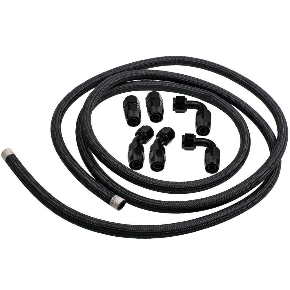 AN10 12 Feet Steel Nylon Braided Oil Fuel Line Hose End Fitting Adaptor Kit