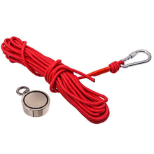 Load image into Gallery viewer, 120kg Double Sided Round Recovery Salvage Neodymium Fishing Magnet + 10M Rope