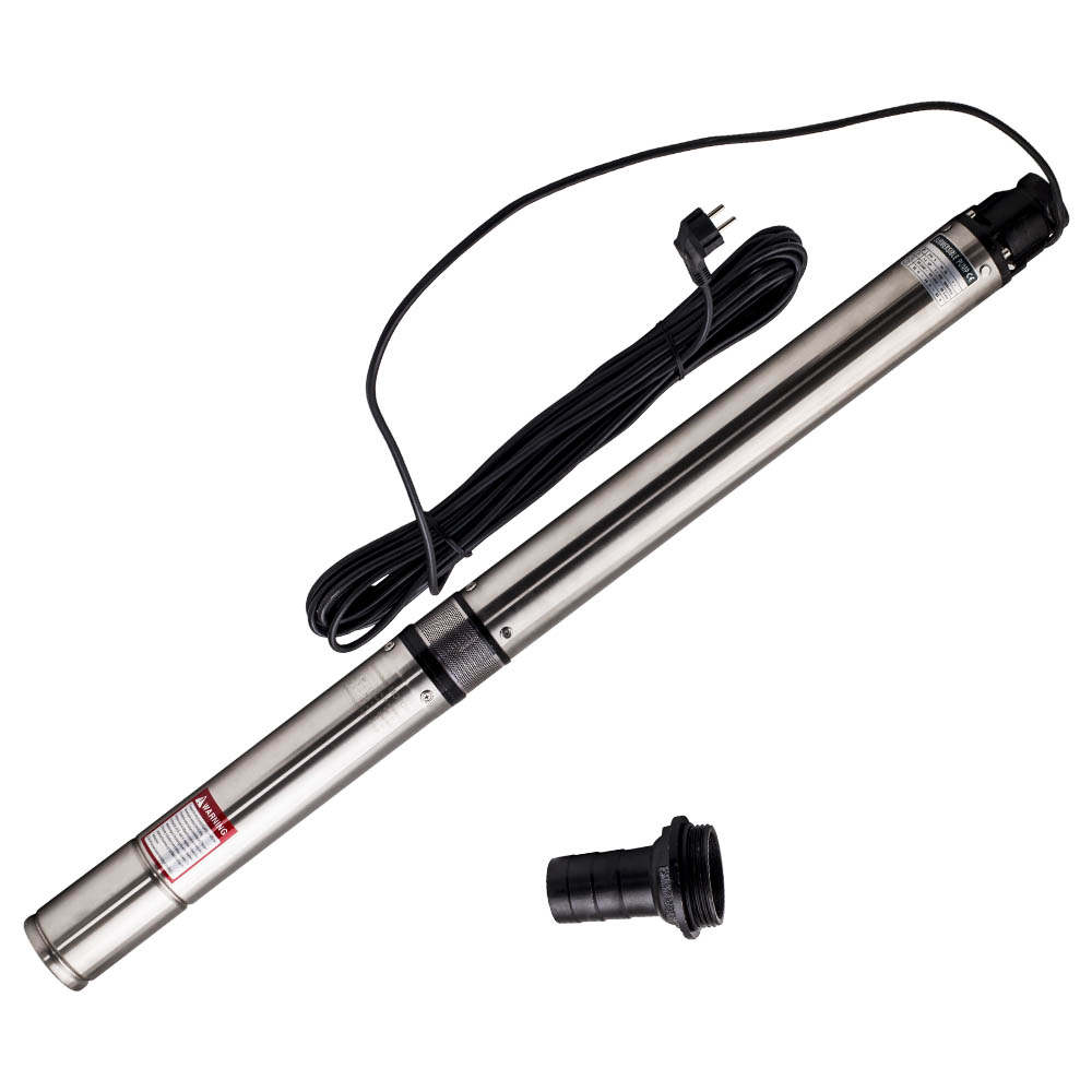 8.5 bar 18m Deep Well Submersible Pump 6300L/H 1100W Stainless Steel 3.5-inch
