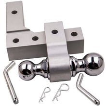 Load image into Gallery viewer, 2 inch silver aluminum double ball mount adjustable trailer towing receiver RV 6 inch