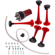 Load image into Gallery viewer, 5-Sound 125DB Fanfare Compressed Air Horn Foghorn w/ 12V Compressor Fit LKW