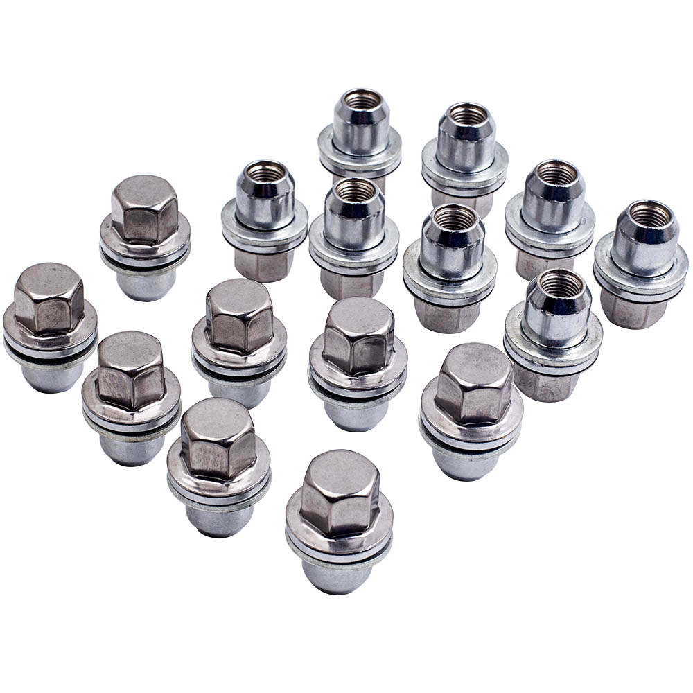 16x Wheel Nuts Stainless Lugs Bolts Stud Flat for Range compatible for Rover Sport 2005-2014